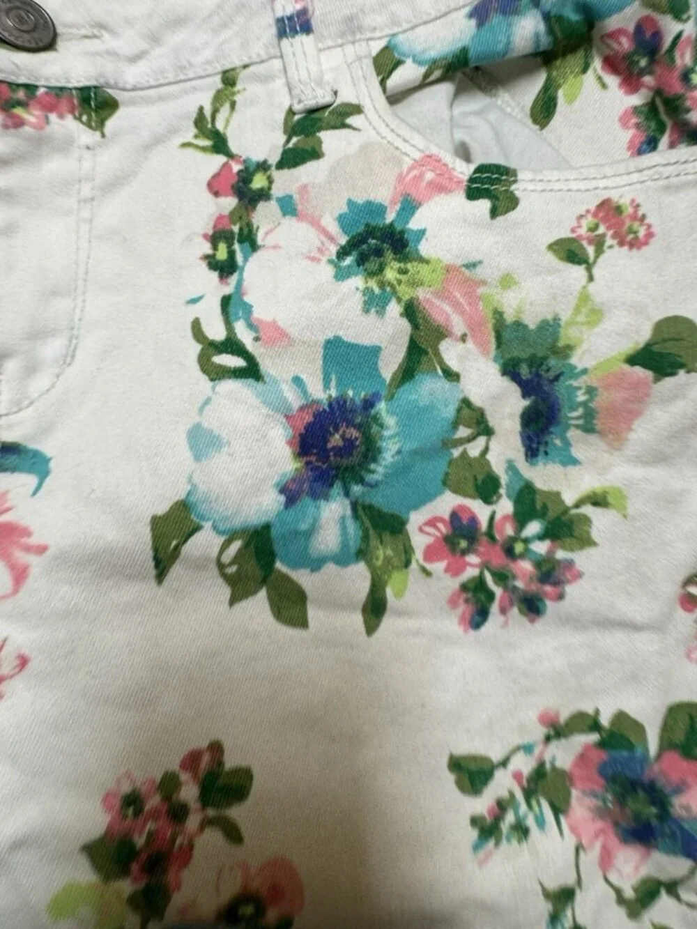 Aeropostale Ashley Ultra Skinny Floral Jeans Womens 13/14 White Stretch